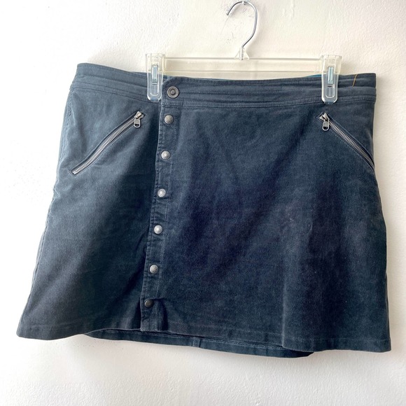 KUHL Green Button Down Corduroy Straight Skirt w 2 Front Zipped Pockets - 14 - Picture 1 of 10